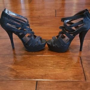 Forever 21 black glittery heels
